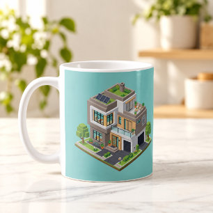 Isometrisches modernes Haus niedliche Architektur Kaffeetasse