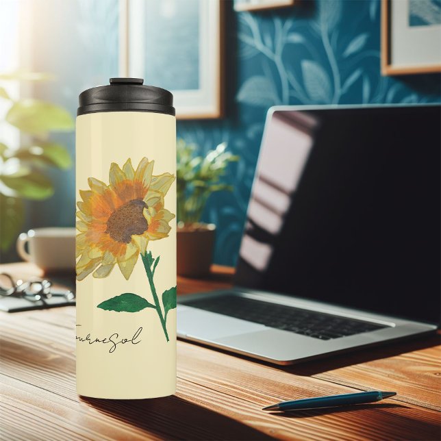 Isotherme Sonnenblumenflasche mit Wassergelb Thermosbecher (Von Creator hochgeladen)