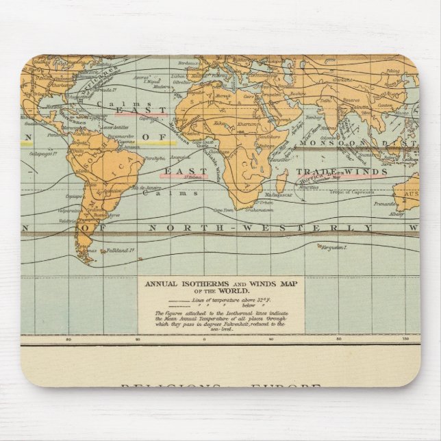 Isotherme, Winde Religions Europa Mousepad (Vorne)