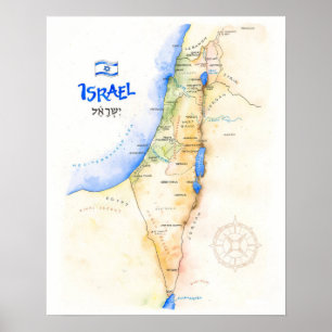 " Israel: 2020/heute - Aquarell MAP... Poster