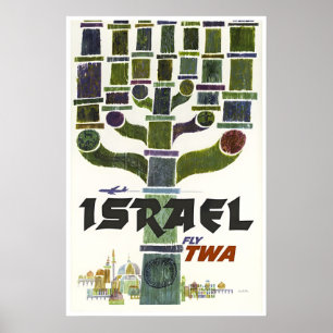 Israel Art Jerusalem Druck TWA Reiseplakat David Poster