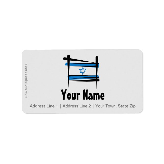 Israel Brush Flag Adressaufkleber (Vorne)