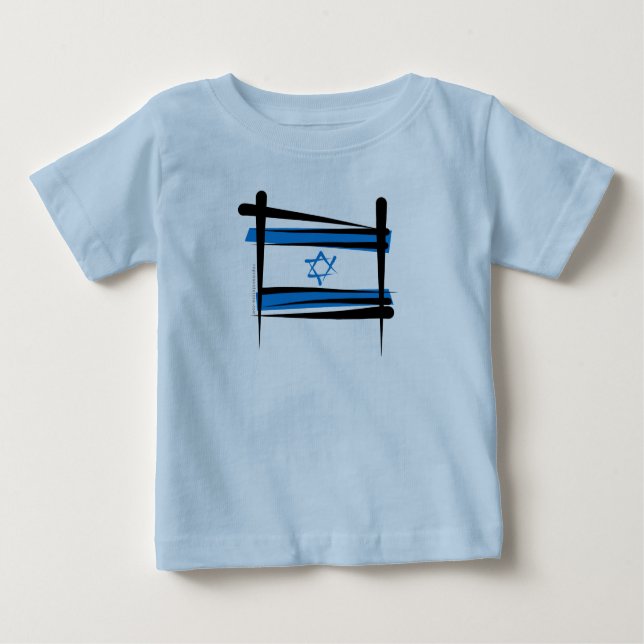Israel-Bürsten-Flagge Baby T-shirt (Vorderseite)