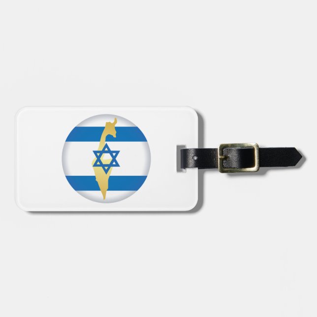 Israel Flag and Map Blue Star of David Emblem Gepäckanhänger (Vorderseite horizontal)