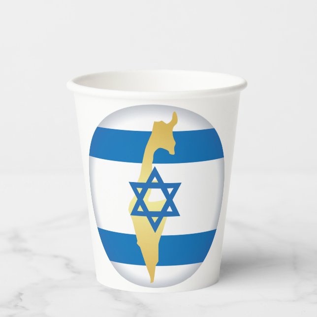 Israel Flag and Map Blue Star of David Emblem Pappbecher (Vorderseite)