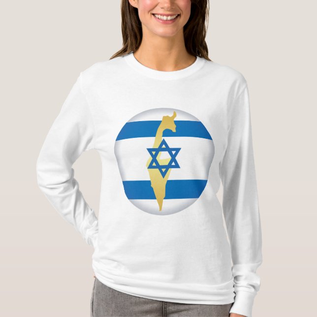 Israel Flag and Map Blue Star of David Emblem T-Shirt (Vorderseite)