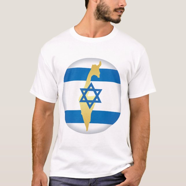 Israel Flag and Map Blue Star of David Emblem T-Shirt (Vorderseite)