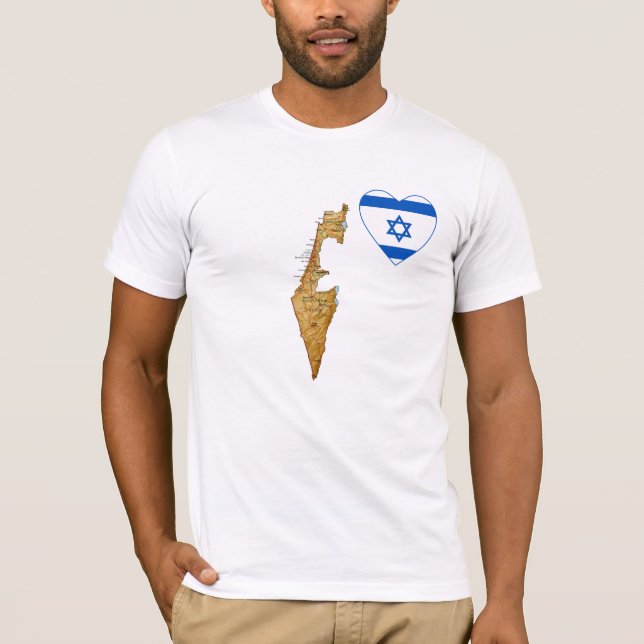 Israel Flag Herz und Karte T - Shirt (Vorderseite)