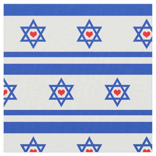 Israel Flag & jüdisches Herz / trendige Modebraut Stoff (Nahaufnahme)