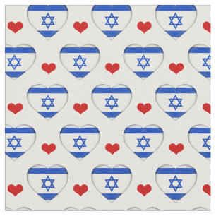 Israel Flag & Red Heart Fashion Fabric / Juden Stoff