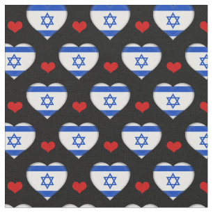 Israel Flag & Red Heart Fashion Fabric / jüdisch Stoff