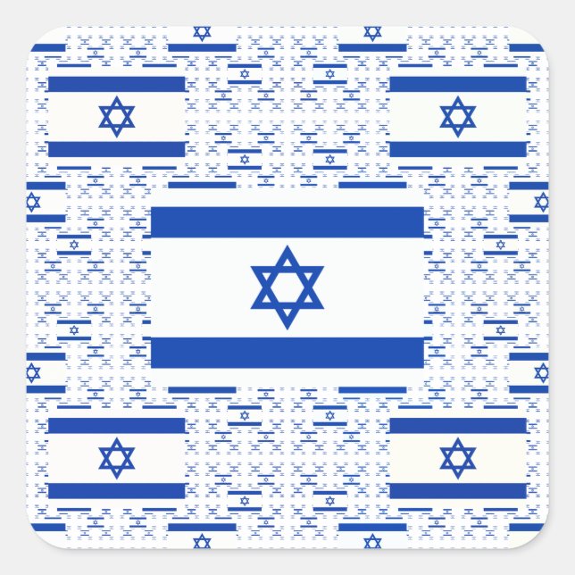 Israel Flag - Star of David - in Layers Quadratischer Aufkleber (Vorderseite)