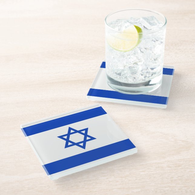 Israel-flagge.ai Glasuntersetzer (Schrägansicht)