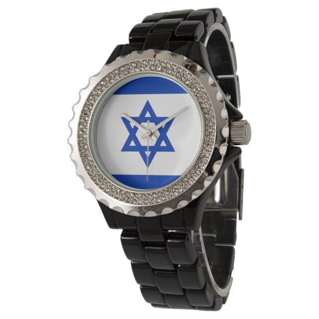 Israel-Flagge Armbanduhr (Schrägansicht)