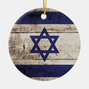 Israel-Flagge auf altem hölzernem Korn Keramikornament