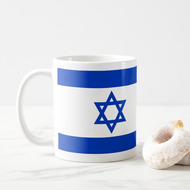 Israel Flagge blau-weiß moderne patriotische Kaffeetasse (Mit Donut)