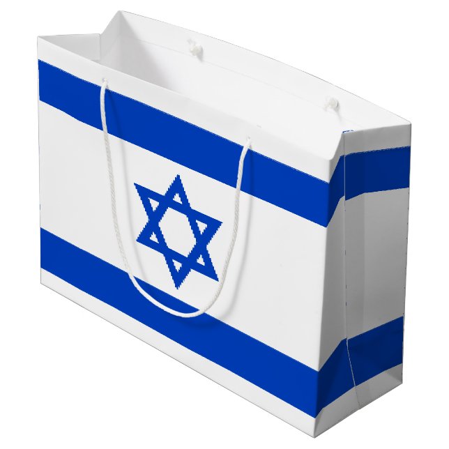 Israel-Flagge blauer Star von David Große Geschenktüte (Rückseite Schrägansicht)