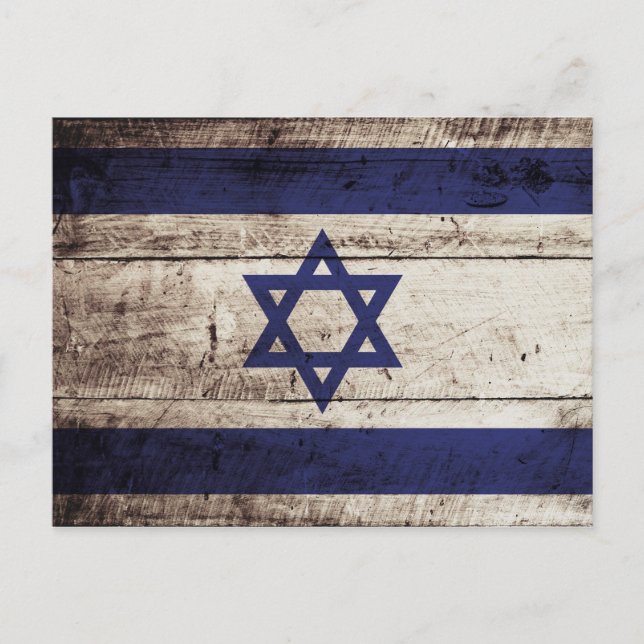 Israel-Flagge für altes Holzkörnchen Postkarte (Vorderseite)