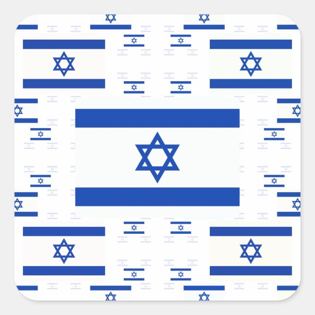 Israel-Flagge in mehreren farbenfrohen Ebenen 2 Quadratischer Aufkleber (Vorderseite)