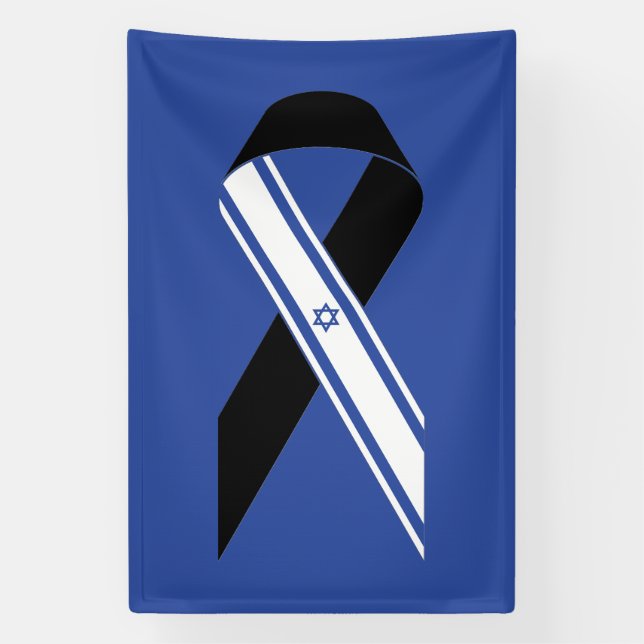 Israel-Flagge Schwarzes Band-Gedenkblau Banner (Vertikal)