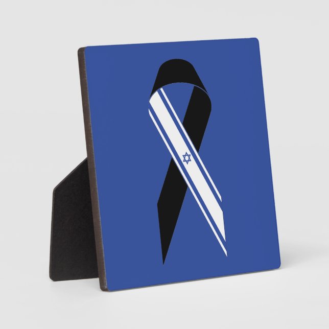 Israel-Flagge Schwarzes Band-Gedenkblau Fotoplatte (Vorderseite)