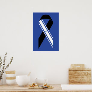 Israel-Flagge Schwarzes Band-Gedenkblau Poster