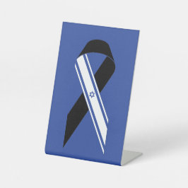 Israel-Flagge Schwarzes Band-Gedenkblau Sockelschild