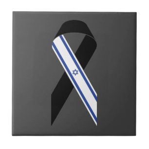 Israel-Flagge Schwarzes Band-Gedenkmal dunkelgrau Fliese