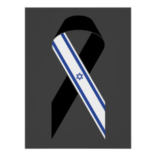 Israel-Flagge Schwarzes Band-Gedenkmal dunkelgrau Poster
