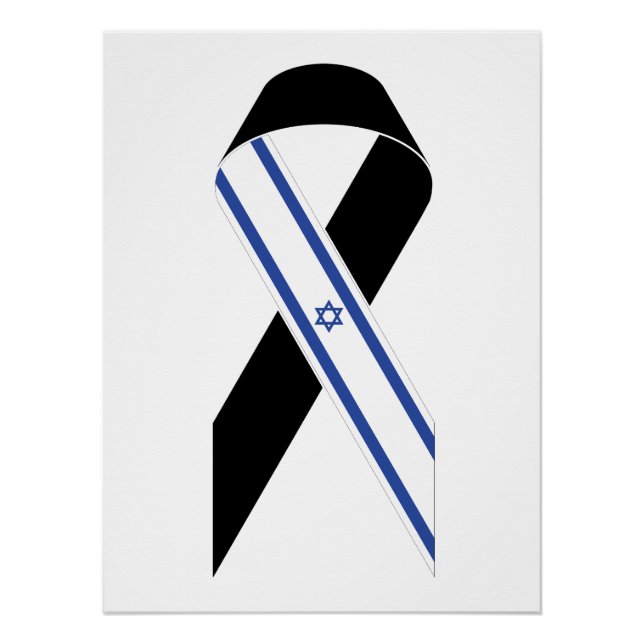 Israel Flagge schwarzes Band Poster (Vorderseite)