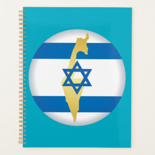 Israel-Flagge und Karte Blaues Stern-von-David-Emb Planer