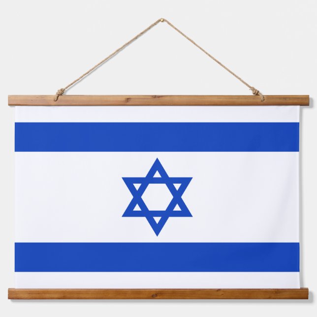 Israel-Flagge Wandteppich Mit Holzrahmen (Vorne)