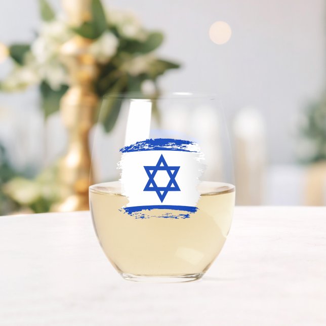 Israel-Flagge Weinglas Ohne Stiel (Insitu (Hochzeit))
