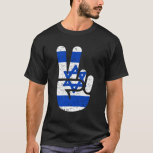 Israel Flaggen Big Peace Sign / Fingernsymbol T-Shirt