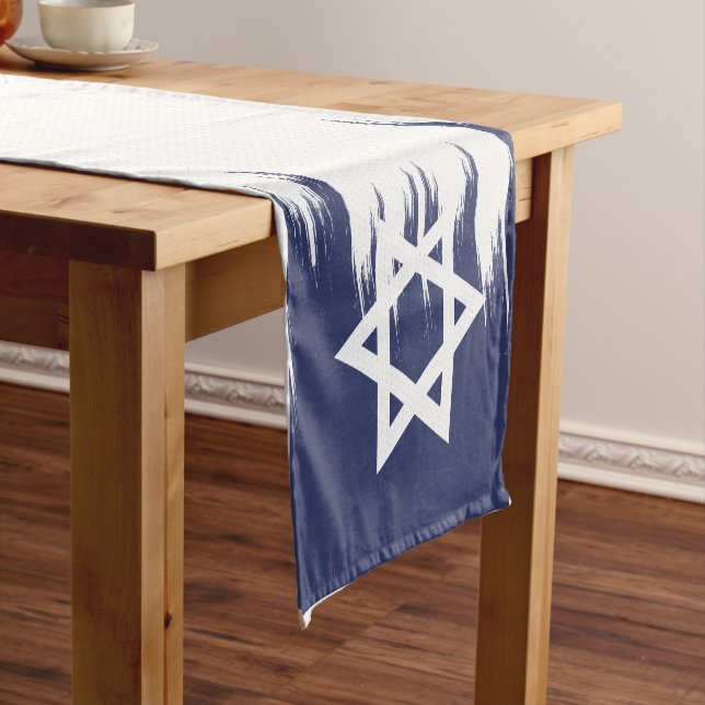 Israel Flaggenstern von David Rosh Hashanah Shabat Kurzer Tischläufer (Beispiel)