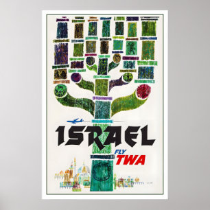 Israel Hanukkah Menorah Kerze Vintage Reise Poster