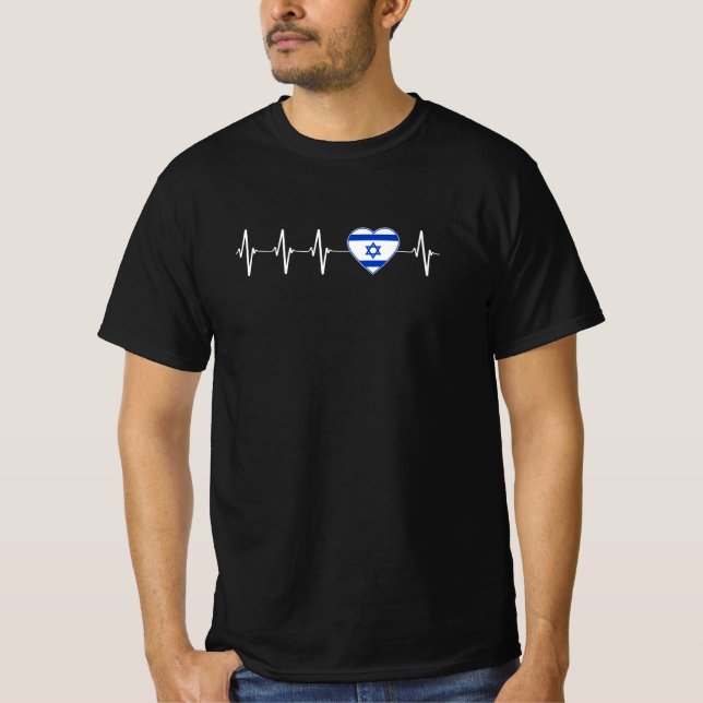 Israel Heartbeat I Liebe Israel Flaggen Land T-Shirt (Vorderseite)