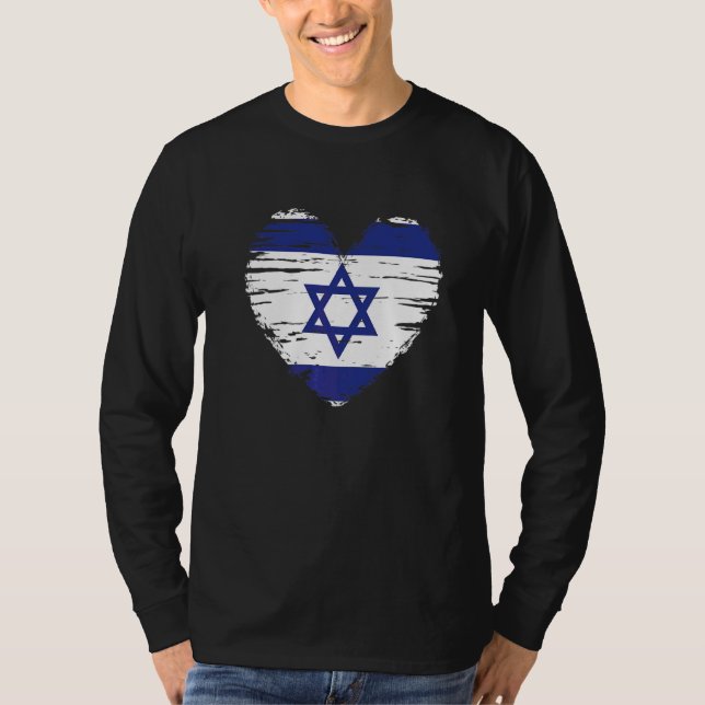 Israel Herz israelische Flagge Israels Stolz T-Shirt (Vorderseite)