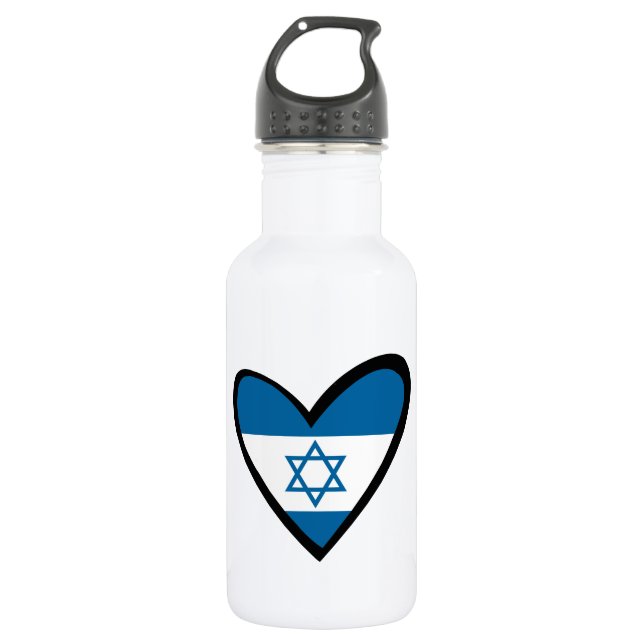 Israel Herzenflagge Edelstahlflasche (Vorderseite)