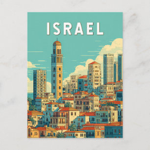 Israel Illustration Reise Kunst Vintage Postkarte
