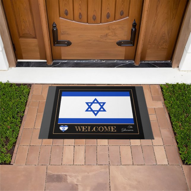 Israel & Israel Flag House Matten/Sport Willkommen Fußmatte (Außenbereich)