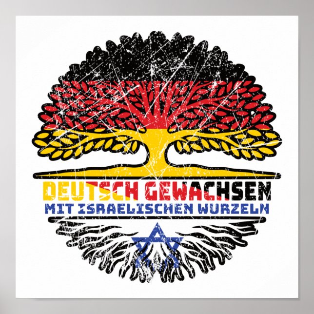 Israel Israelisch Deutsch Deutschland Baum Wurzel Poster (Vorne)