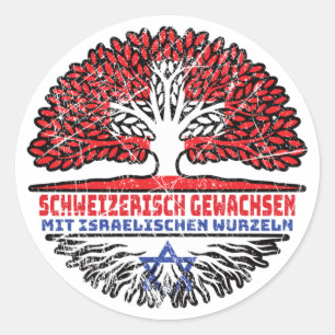 Israel Israelisch Schweizer Baum Wurzel Runder Aufkleber