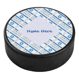 Israel Israelische Flagge gekachelt Blau Personali Eishockey Puck