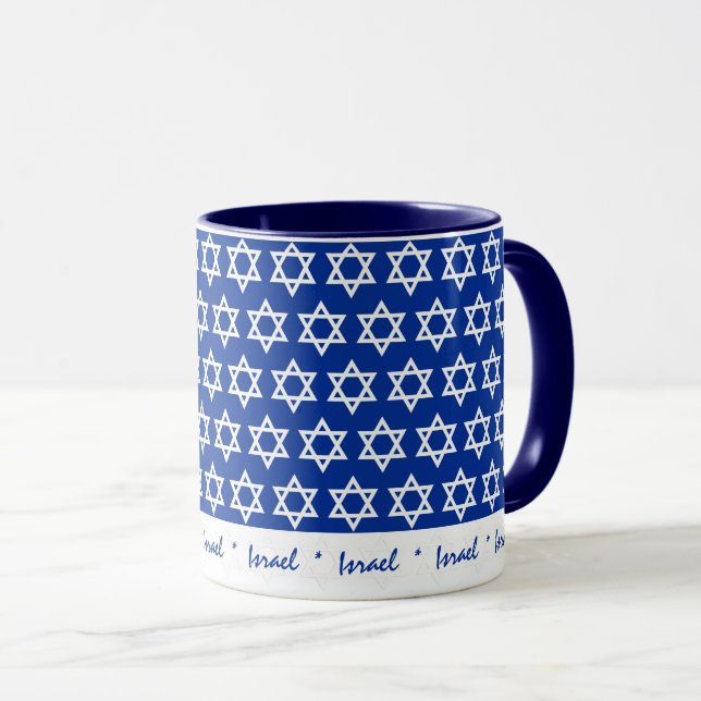Israel, israelische Tasse der Flagge, weißer Stern (VorderseiteRechts)