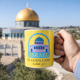 Israel ist Gottes Land Ezekiel 11:17 Gelb/Blau Kaffeetasse