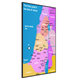 Israel Karte im ersten Jahrhundert Canvas Print Leinwanddruck