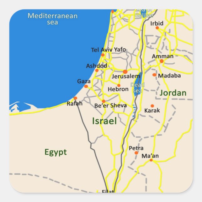 Israel map.JPG Quadratischer Aufkleber (Vorderseite)