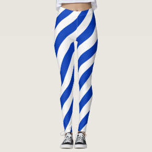 Israel National Flag Colors Diagonal Striped Leggings