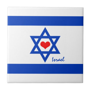 Israel Patrioten, Rotes Herz und israelische Flagg Fliese
